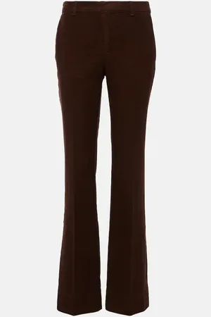 Saint Laurent Pantaloni bootcut in velluto a vita bassa