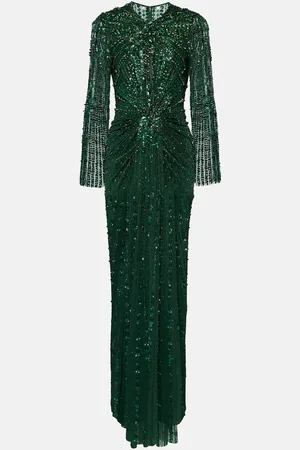 Jenny Packham Abito lungo Anja con paillettes