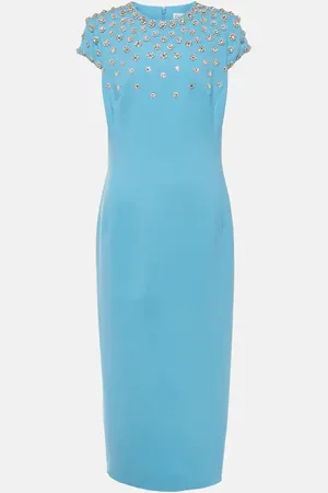 Oscar de la Renta Abito midi in misto lana con cristalli