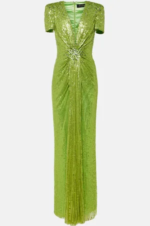 Jenny Packham Abito lungo Momoka con paillettes