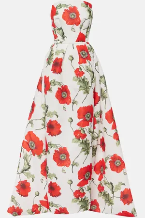 Oscar de la Renta Abito lungo Poppy in faille
