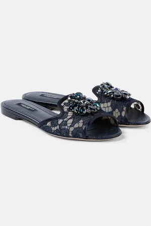 Dolce & Gabbana Sandali Bianca in pizzo con cristalli