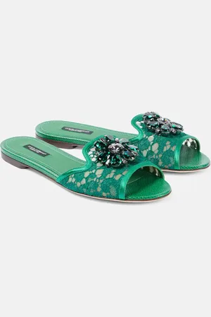 Dolce & Gabbana Sandali Bianca in pizzo con cristalli