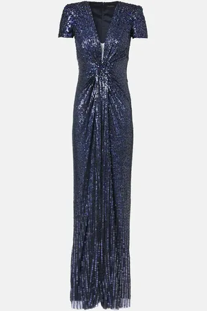 Jenny Packham Abito lungo Momoka con paillettes