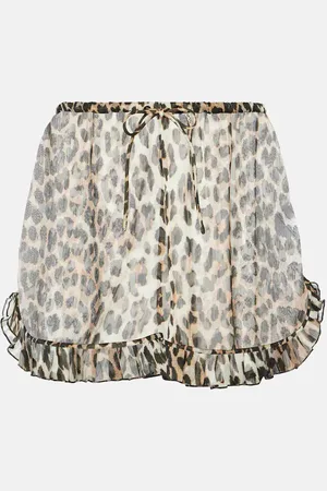Ganni Shorts in chiffon con stampa leopardata