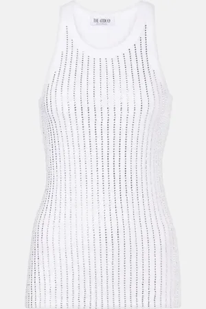 The Attico Tank top in cotone con cristalli