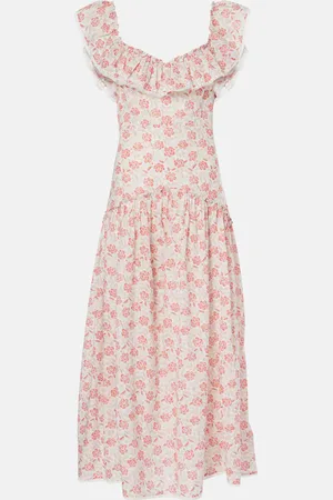 RIXO London Abito midi Eugene in cotone con stampa