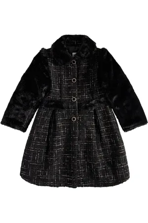 PATACHOU Cappotto in tweed e pelliccia sintetica