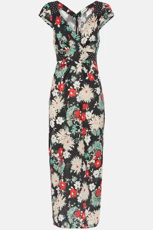RIXO London Abito midi Carey in cotone con stampa
