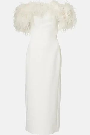 DAVID KOMA Bridal - Abito midi con piume