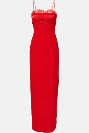 DAVID KOMA Abito lungo in cady con pizzo