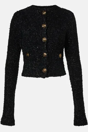 Balenciaga Cardigan cropped in tweed di misto cotone