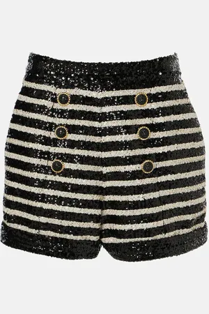 Balmain Shorts a righe con paillettes