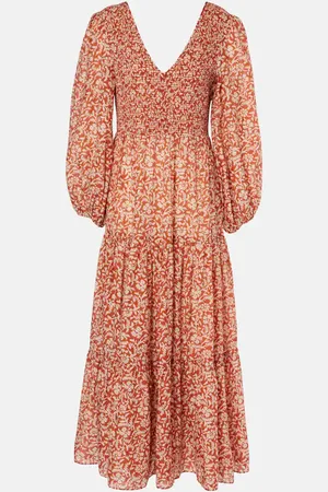RIXO London Abito midi Brooke in cotone e seta