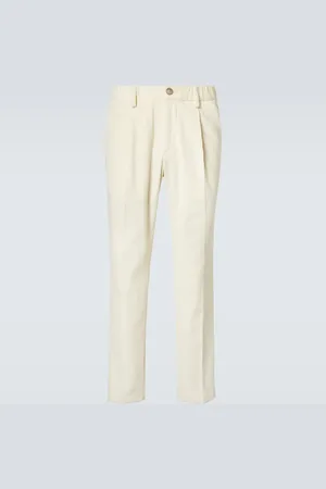 HERNO Pantaloni slim in cotone e cashmere a righe