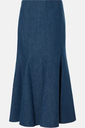GABRIELA HEARST Gonna midi flared Ami in cotone e lino