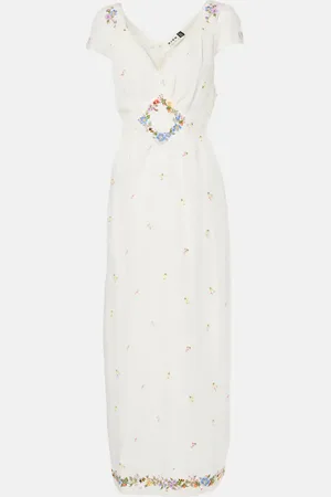 RIXO London Abito lungo Carey con ricamo