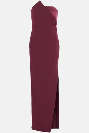 Roland Mouret Abito lungo asimmetrico in crêpe di raso