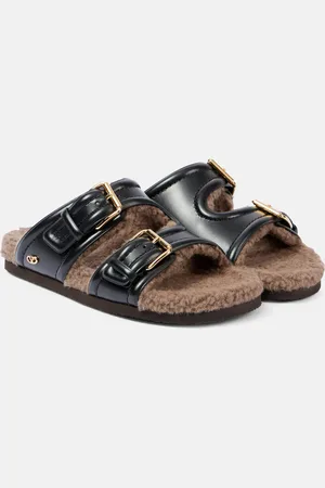 VALENTINO GARAVANI Sandali in pelle con pelliccia sintetica