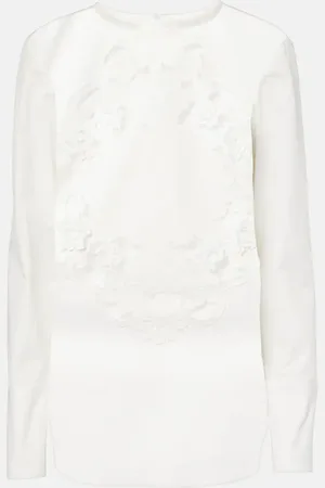 Oscar de la Renta Blusa in cotone con ricamo