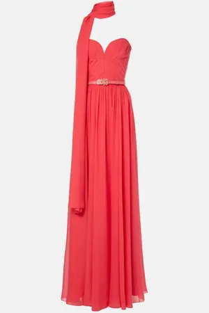Elie saab Abito lungo in seta con foulard