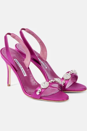 Manolo Blahnik Sandali Lamisan in raso con cristalli
