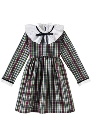 La Coqueta Abito Flora Girl Empire in tartan di cotone
