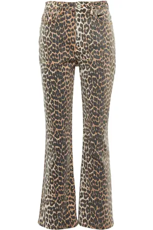 Ganni Jeans a vita alta con stampa leopardata