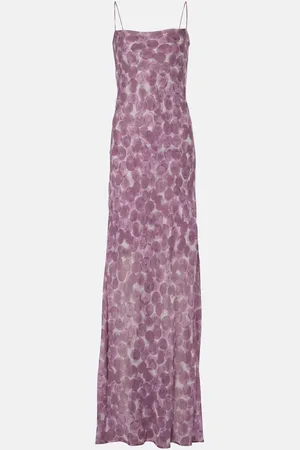 DRIES VAN NOTEN Abito lungo in chiffon di seta
