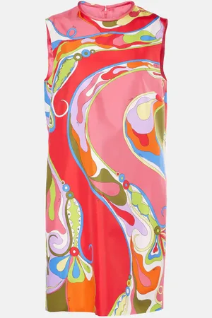 Puccini Abito corto Orchidee in twill di seta
