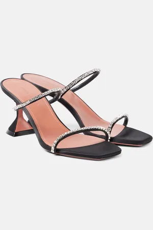 Amina Muaddi Mules Gilda 70 in raso con cristalli