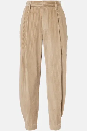 Brunello Cucinelli Pantaloni cropped in cotone a vita alta