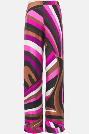 Puccini Pantaloni a gamba larga Iride in twill di seta
