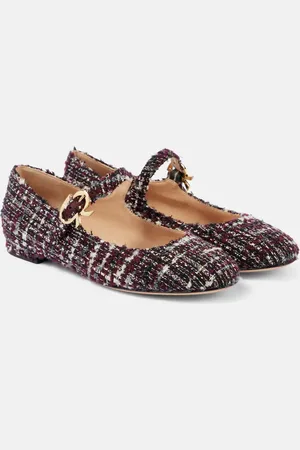 Gianvito Rossi Ballerine Mary Ribbon in bouclé