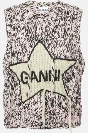 Ganni Gilet in lana con logo