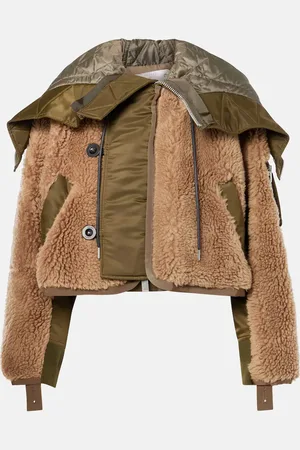 SACAI Giacca in pelliccia sintetica e tessuto tecnico