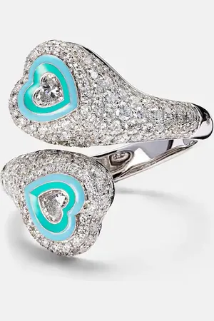 Kamyen Anello per mignolo Gemini Heart in oro bianco 18kt con diamanti