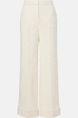 VALENTINO Pantaloni a gamba larga in misto cotone con paillette
