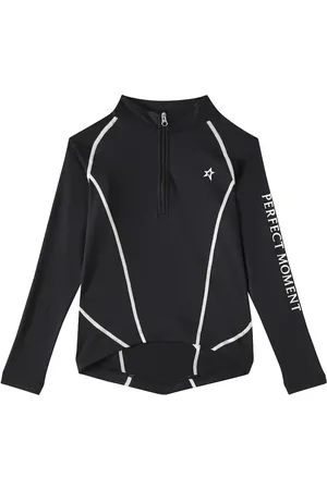 Perfect Moment Top in jersey con mezza zip e logo