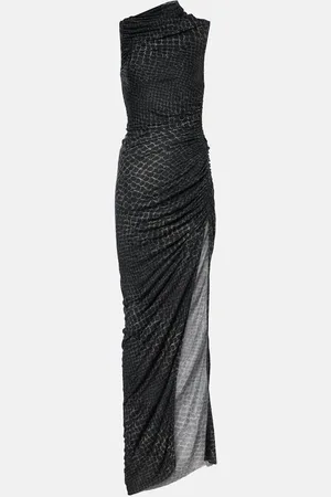 Rick Owens Abito lungo Svita in jersey con balze
