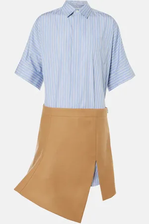 SACAI Abito asimmetrico in lana e popeline