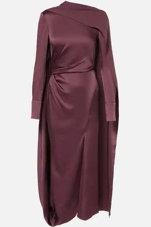 Erdem Abito midi in raso drappeggiato