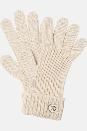 Gucci Guanti Double G in misto lana lamé
