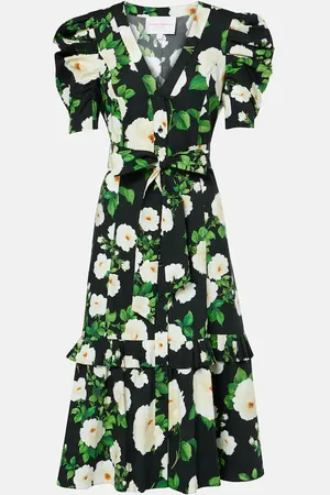 Carolina Herrera Abito midi in misto cotone con stampa
