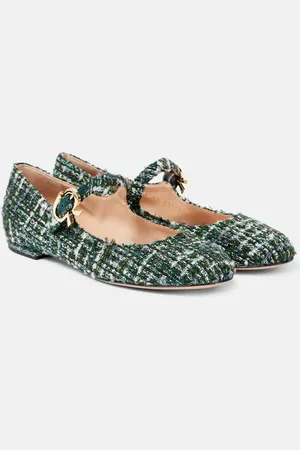 Gianvito Rossi Ballerine Mary Jane Mary Ribbon in bouclé