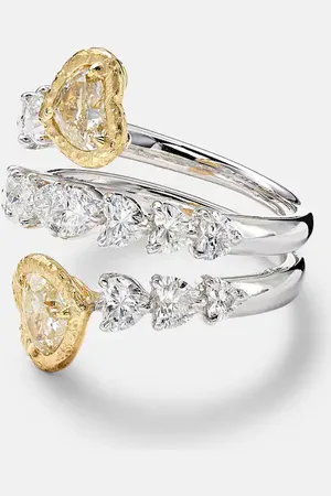 Kamyen Anello Yellow Heart in oro bianco 18kt con diamanti