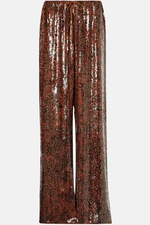 DRIES VAN NOTEN Pantaloni a gamba larga con paillettes