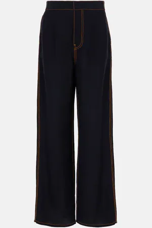 Alaïa Alaïa Pantaloni a gamba larga in georgette a vita alta