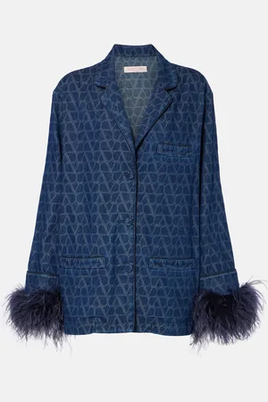 VALENTINO Camicia di jeans con piume