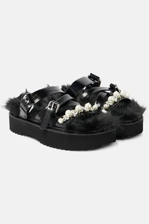 Simone Rocha Sandali in pelle con pelliccia sintetica e platform